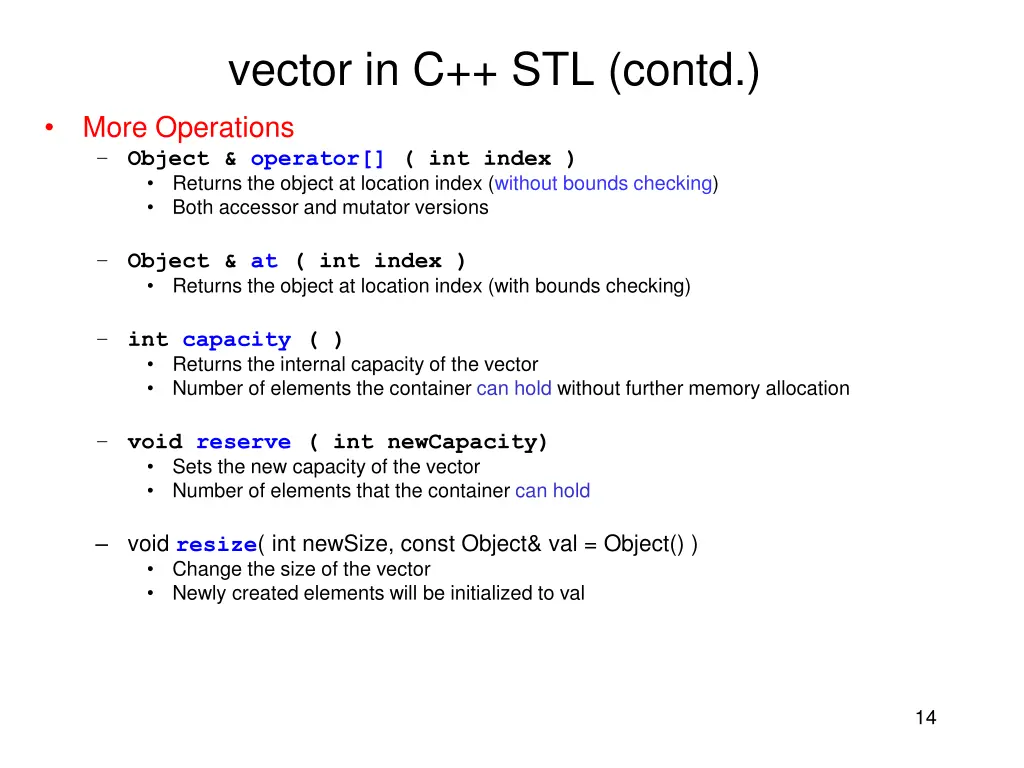 vector in c stl contd