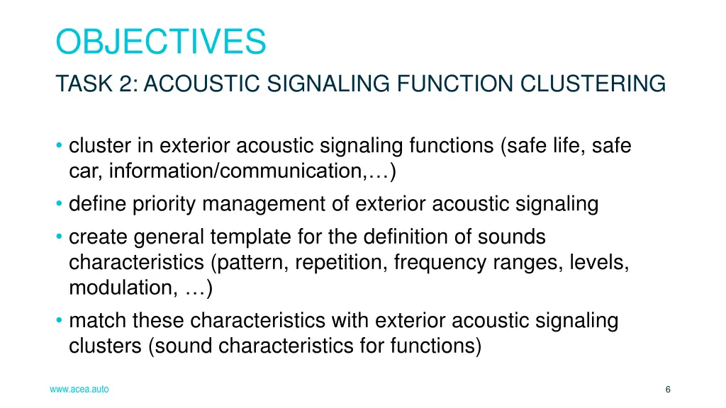 objectives task 2 acoustic signaling function