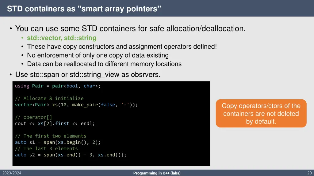 std containers as smart array pointers