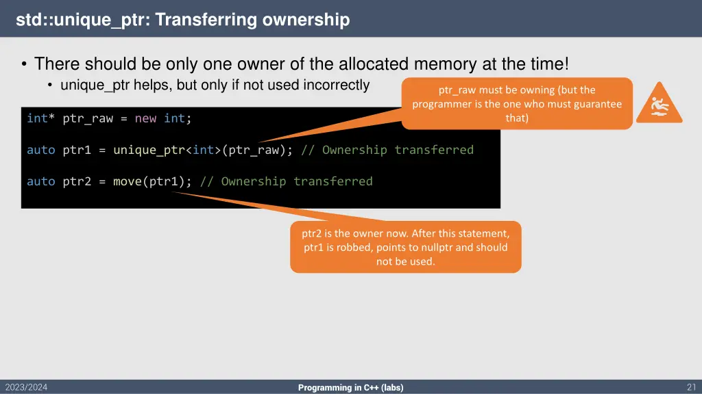 std unique ptr transferring ownership