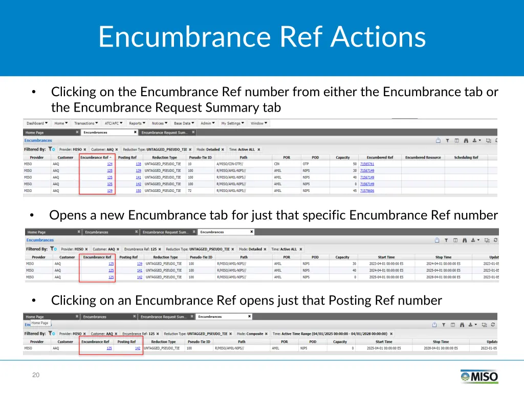 encumbrance ref actions