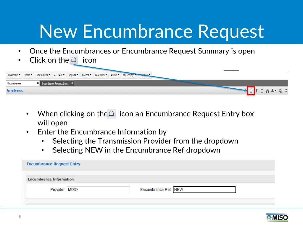 new encumbrance request