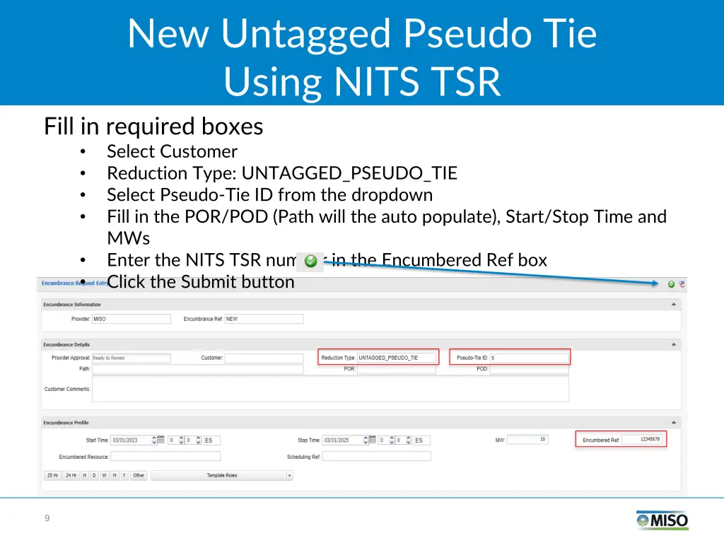 new untagged pseudo tie using nits tsr fill