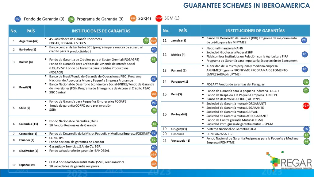 guarantee schemes in iberoamerica