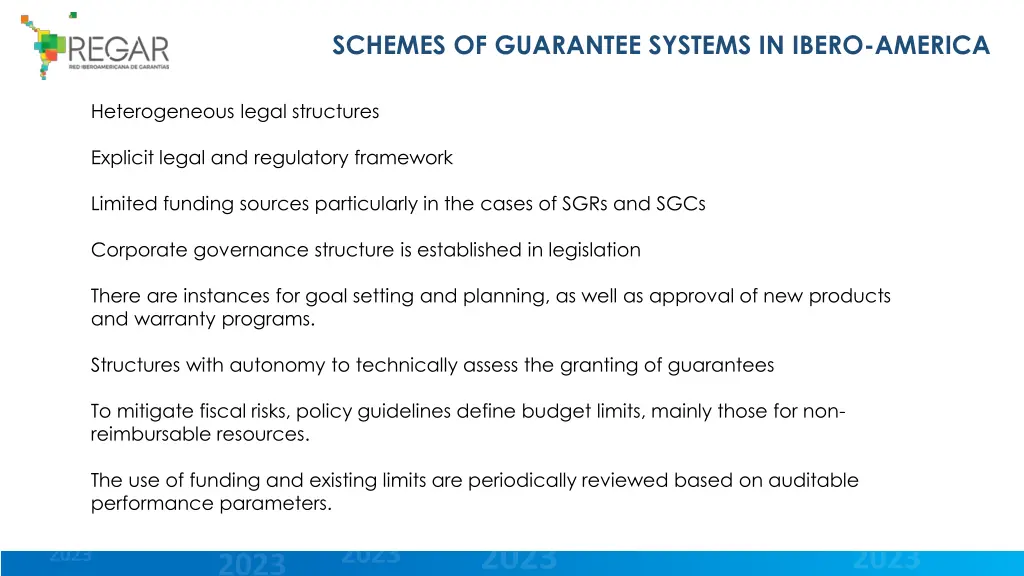 schemes of guarantee systems in ibero america