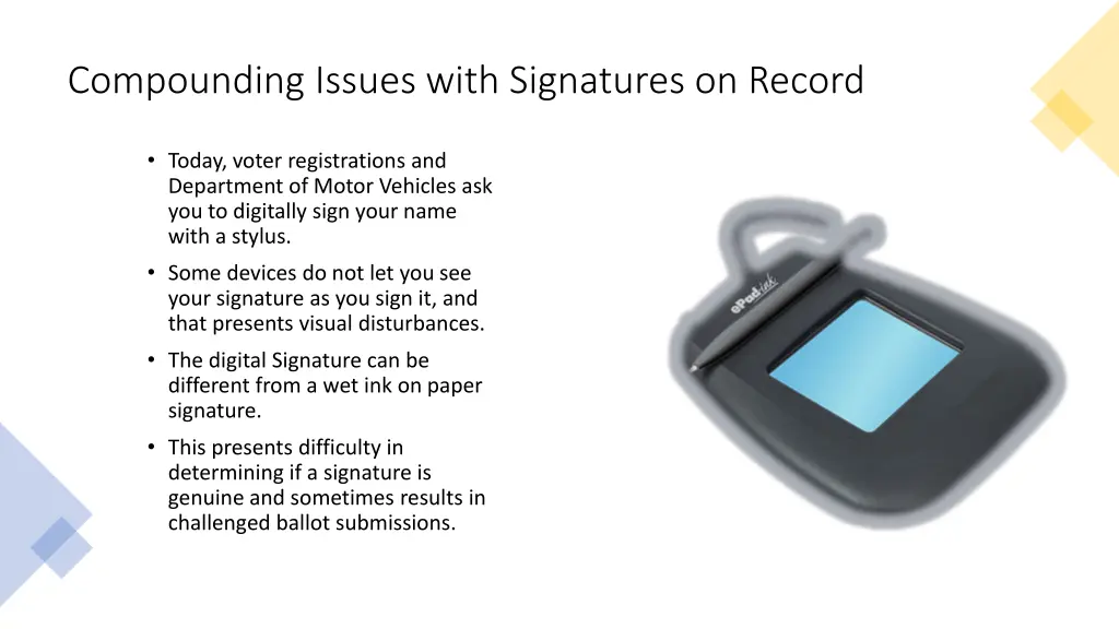 compounding issues with signatures on record