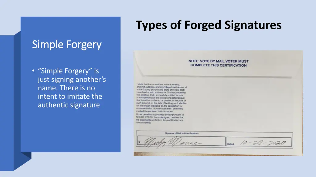 types of forged signatures