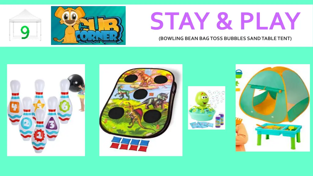 stay play bowling bean bag toss bubbles sand