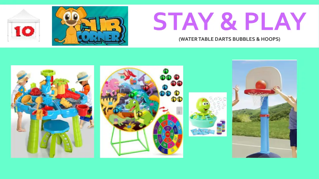 stay play water table darts bubbles hoops