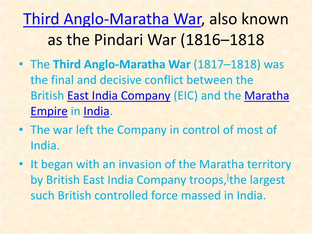 third anglo maratha war also known as the pindari