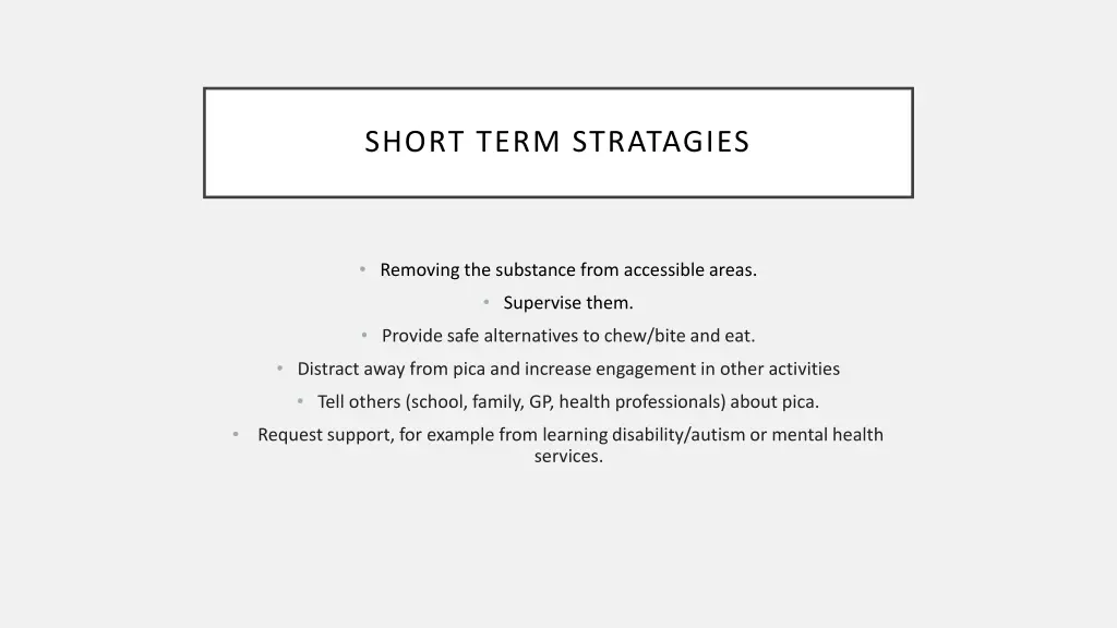 short term stratagies