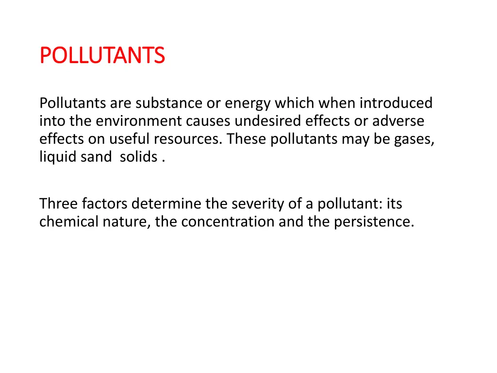 pollutants pollutants