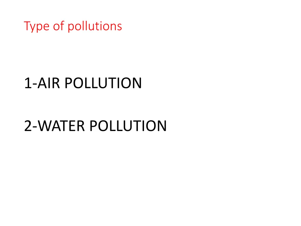 type of pollutions