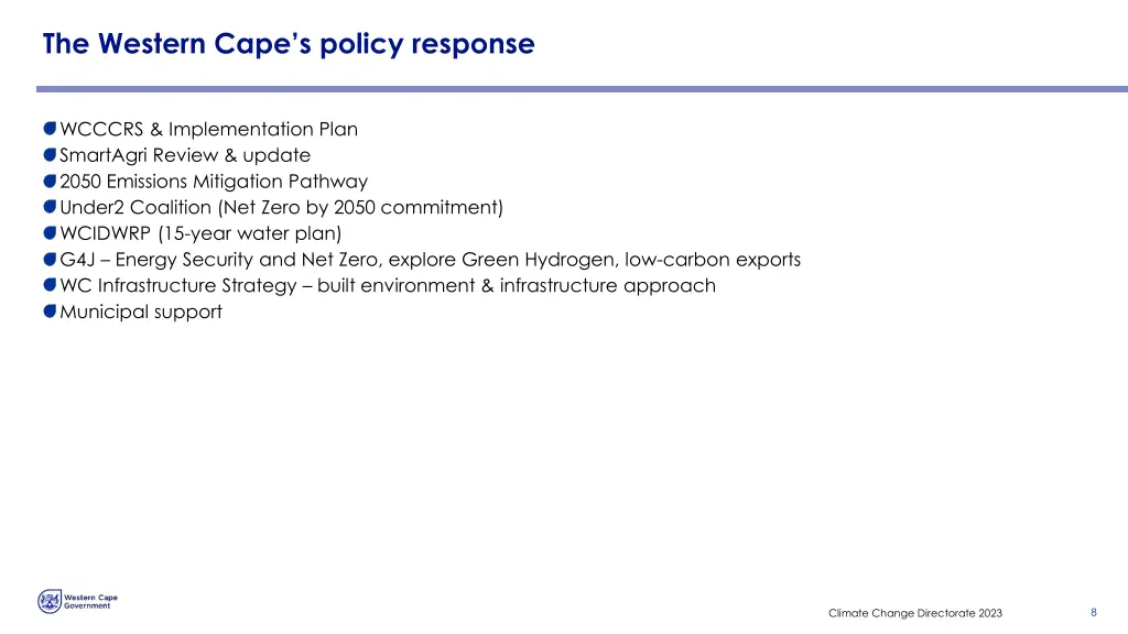 the western cape s policy response