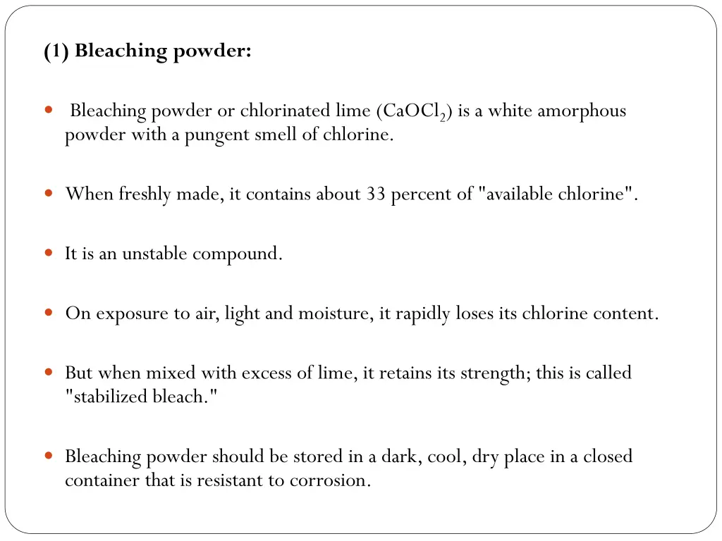 1 bleaching powder