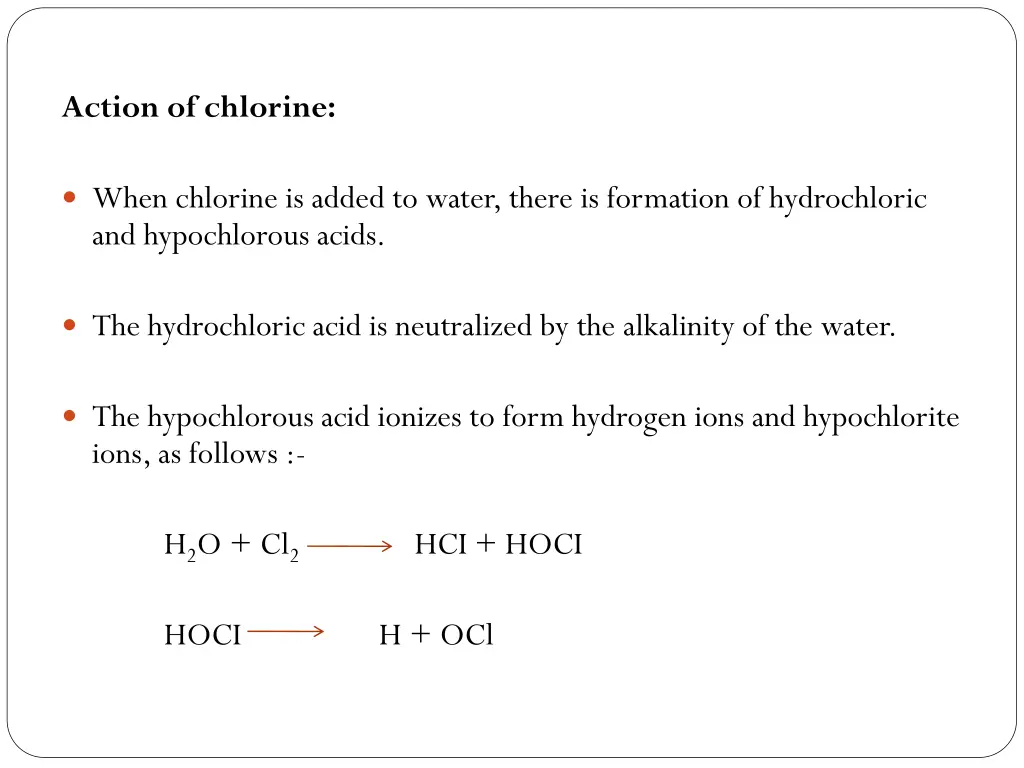 action of chlorine