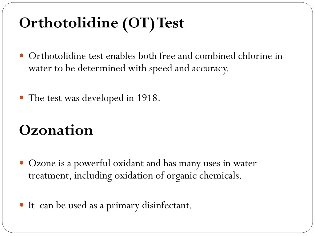 orthotolidine ot test