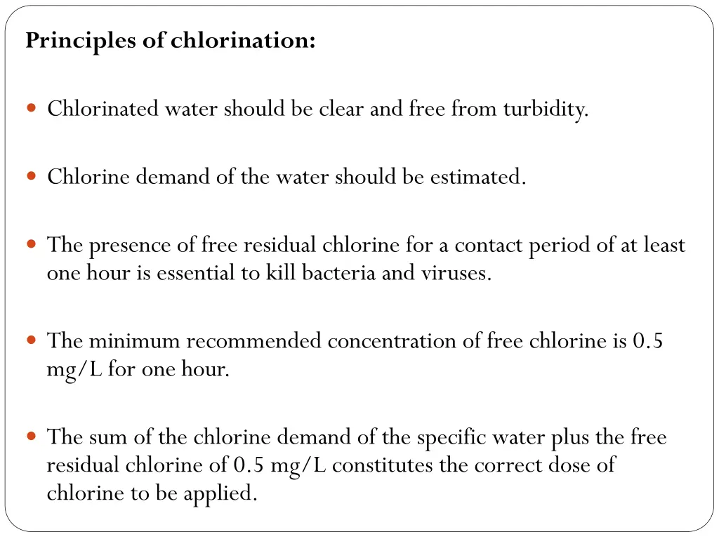 principles of chlorination