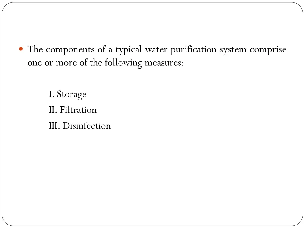 the components of a typical water purification