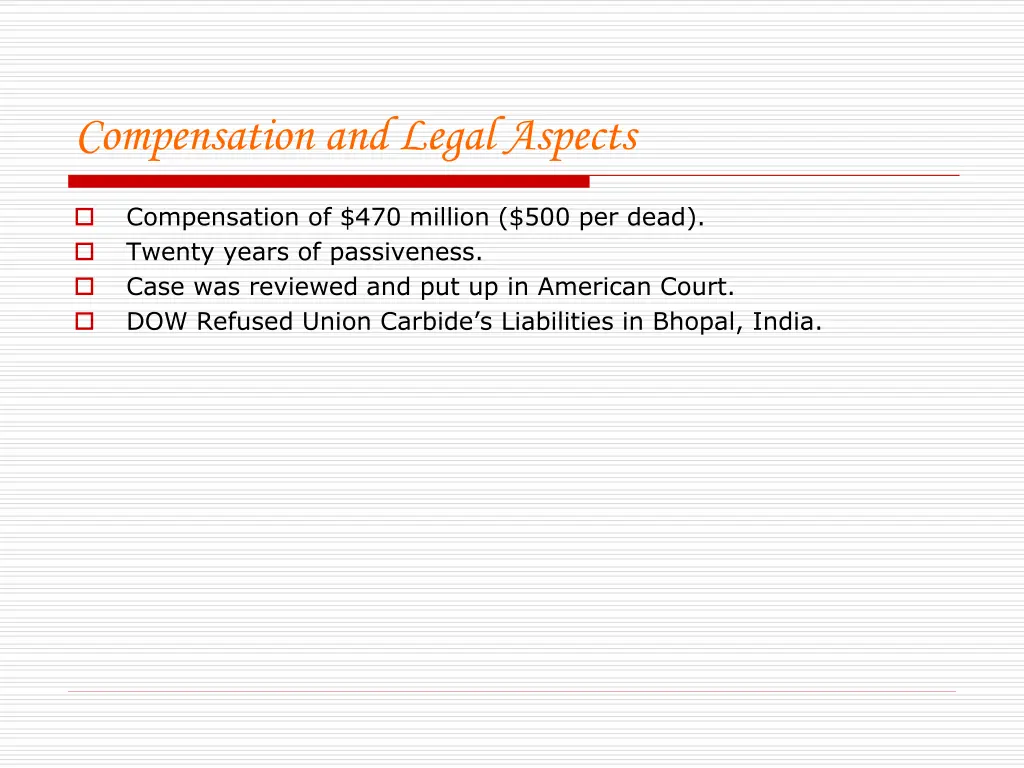 compensation and legal aspects