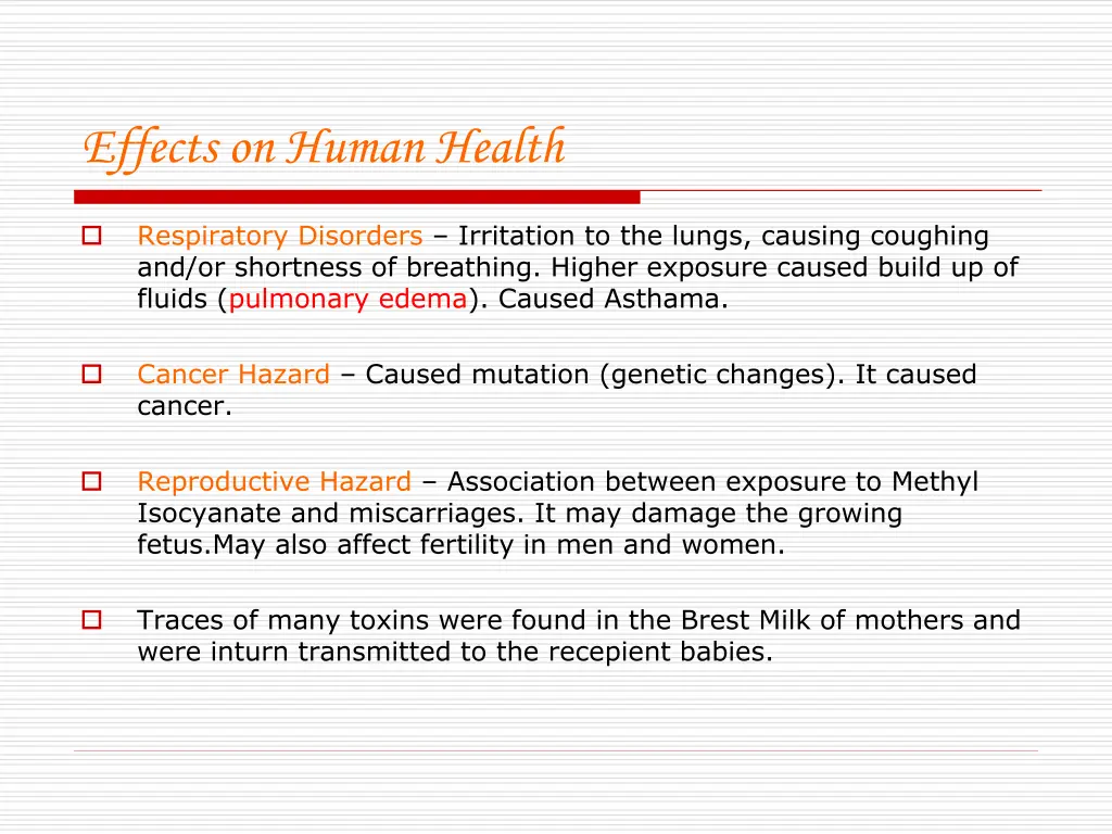 effects on human health