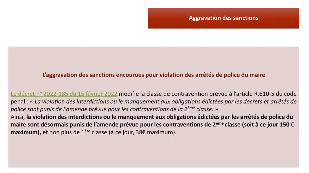 aggravation des sanctions