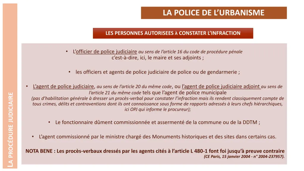 la police de l urbanisme