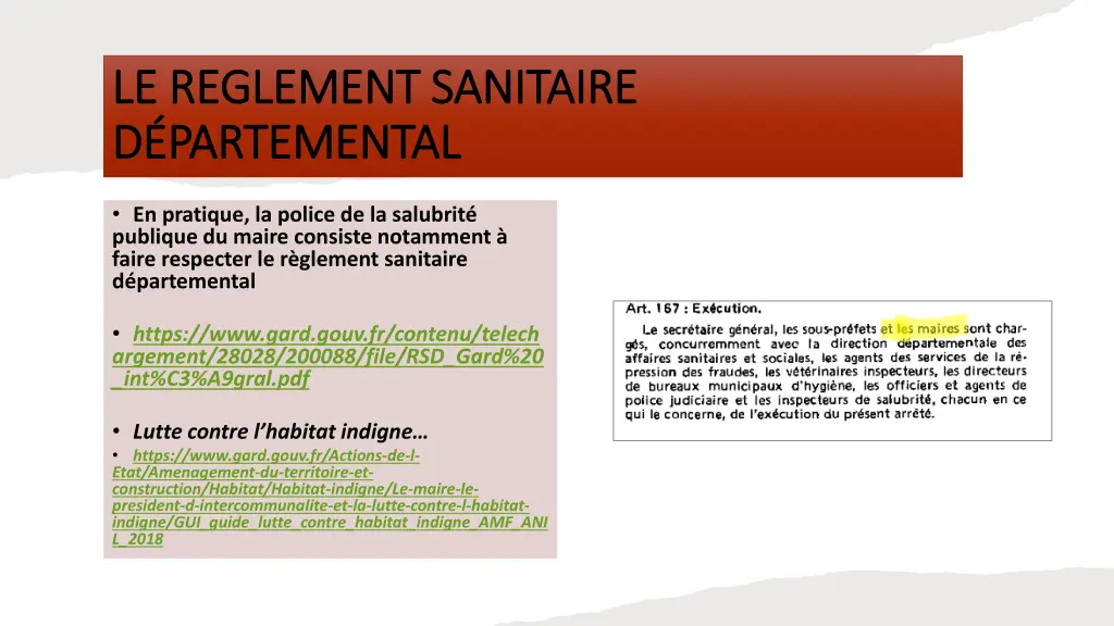 le reglement sanitaire le reglement sanitaire