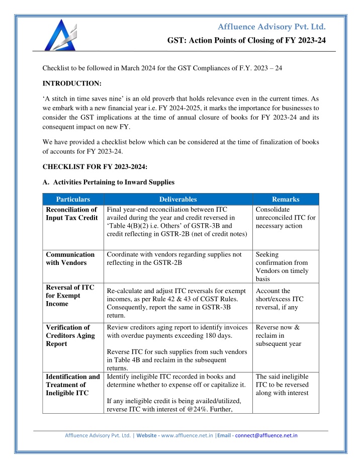 affluence advisory pvt ltd