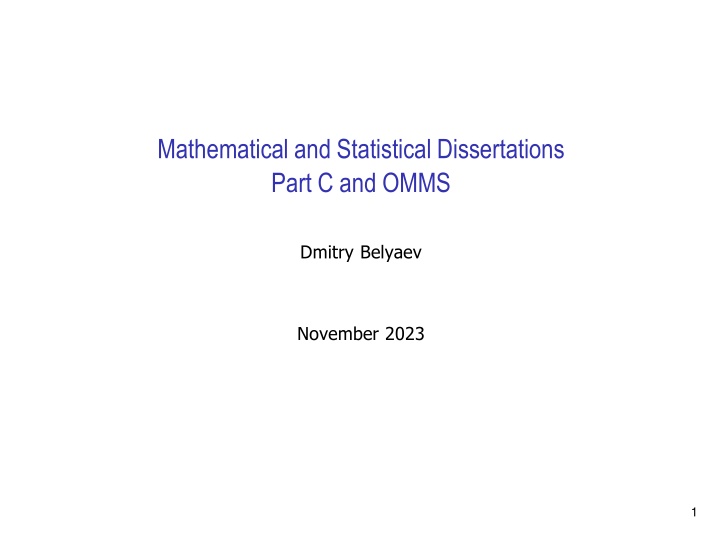 mathematical and statistical dissertations part