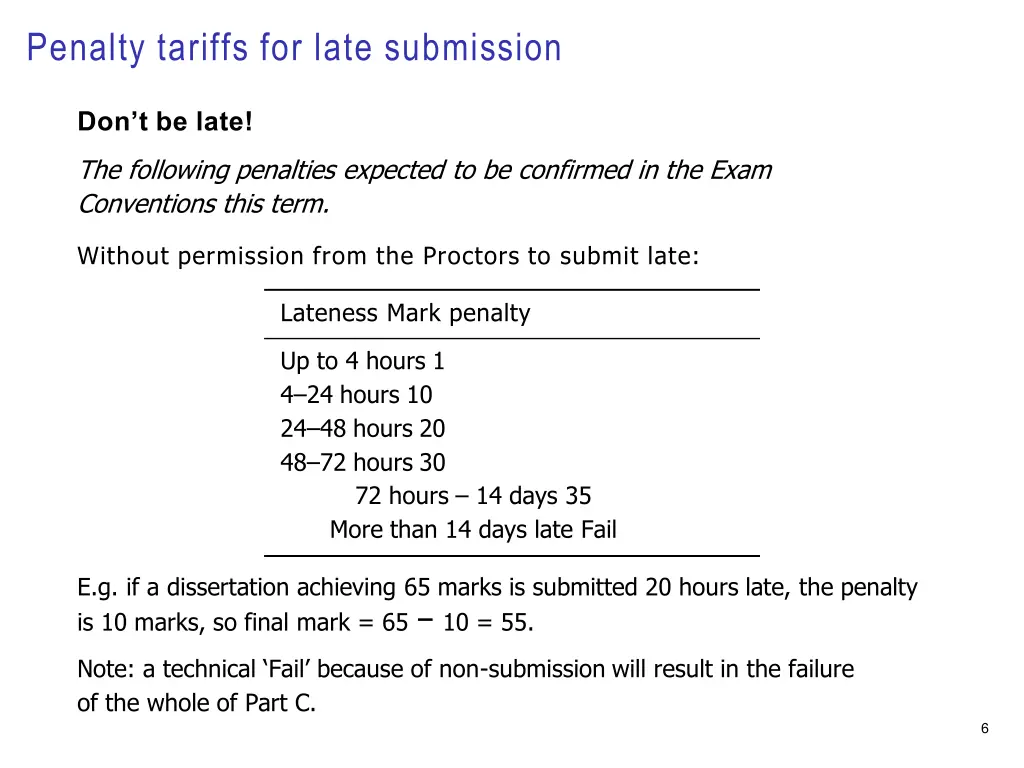penalty tariffs for late submission
