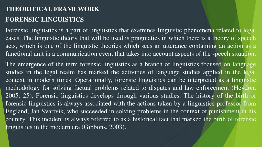 theoritical framework forensic linguistics