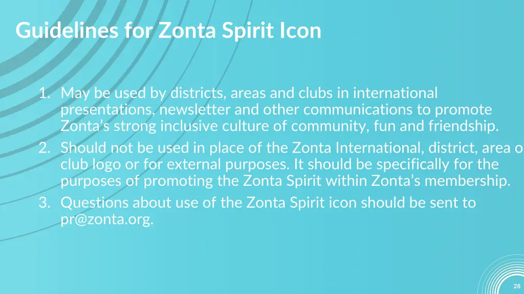 guidelines for zonta spirit icon