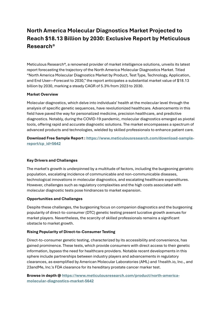 north america molecular diagnostics market