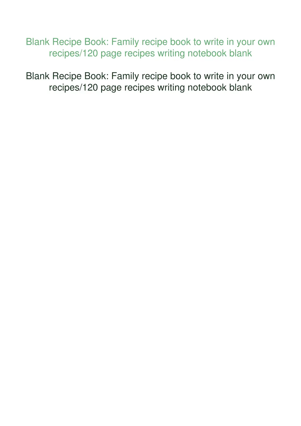 blank recipe book family recipe book to write