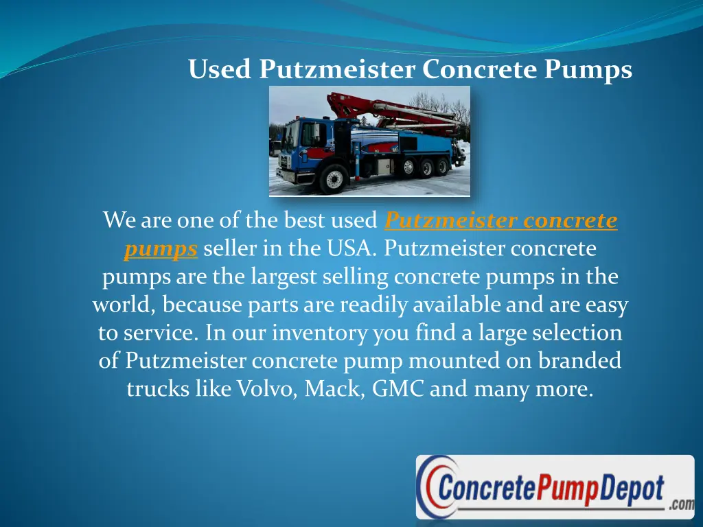 used putzmeister concrete pumps