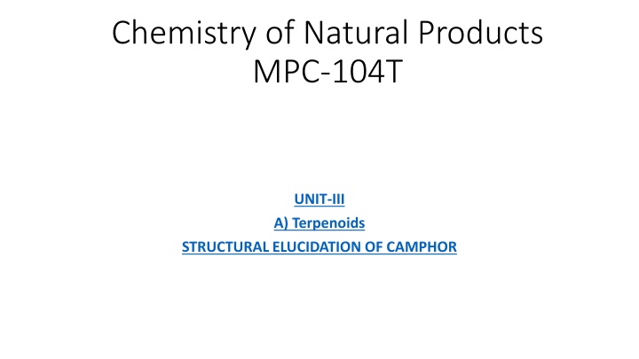 chemistry of natural products mpc 104t