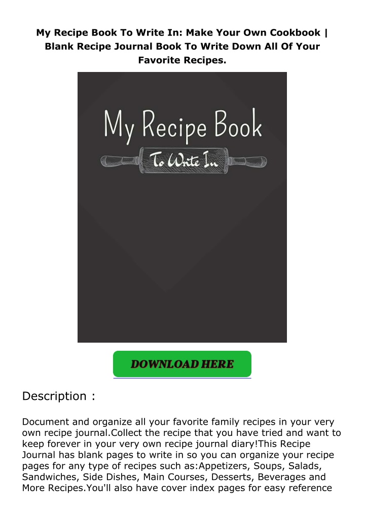 my recipe book to write in make your own cookbook