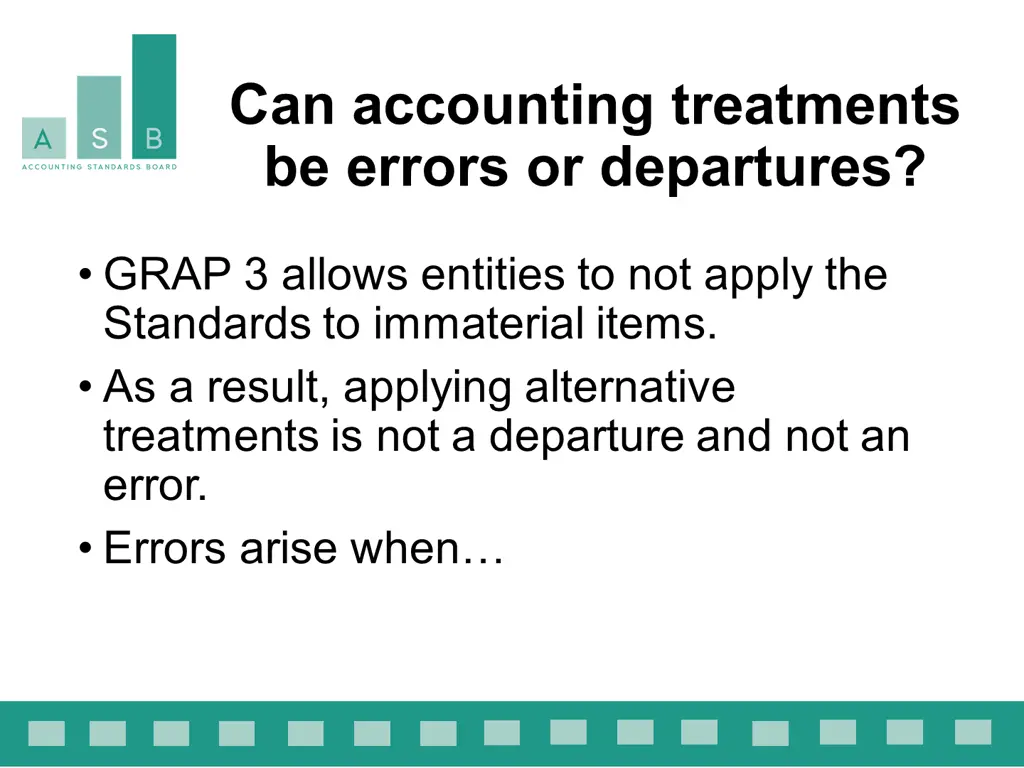 can accounting treatments be errors or departures