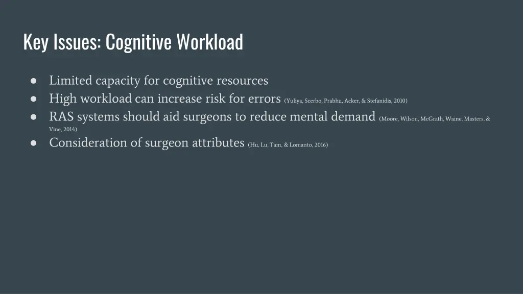 key issues cognitive workload