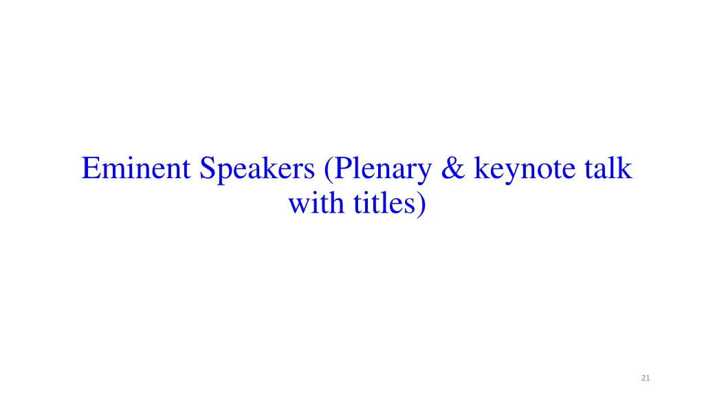 eminent speakers plenary keynote talk with titles