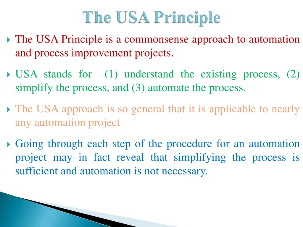 the usa principle is a commonsense approach