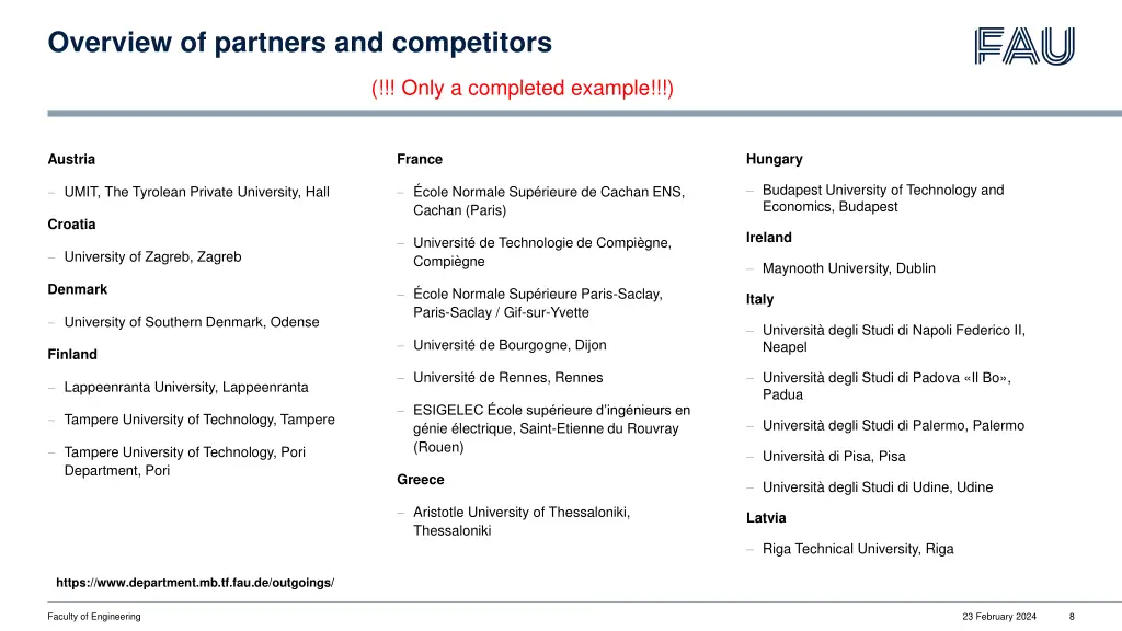 overview of partners and competitors