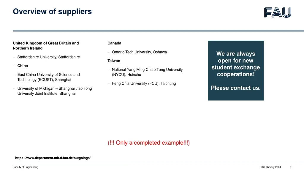 overview of suppliers