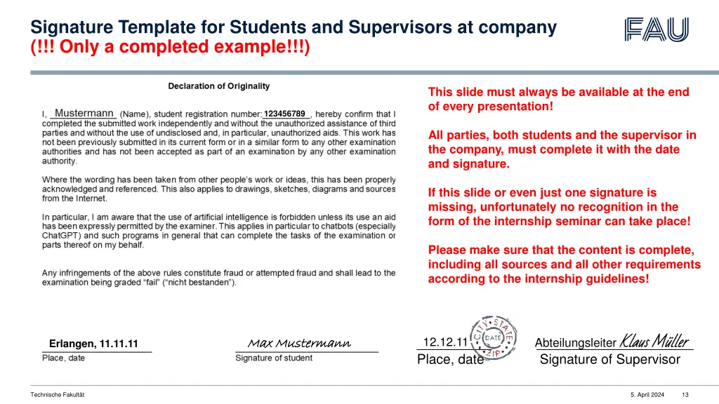 signature template for students and supervisors