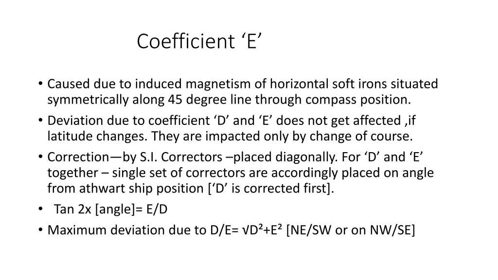coefficient e
