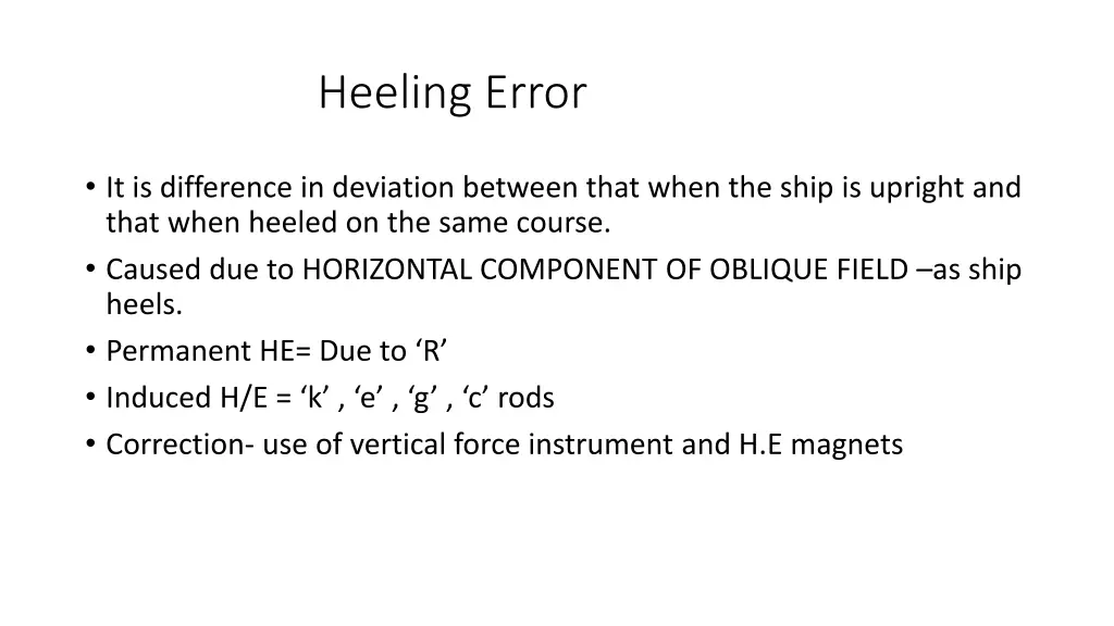 heeling error