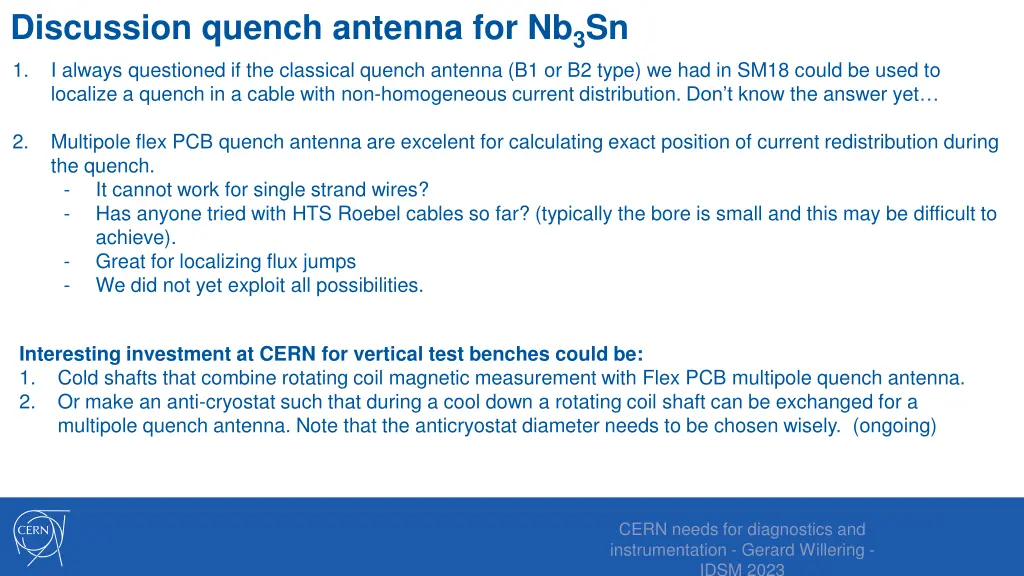 discussion quench antenna for nb 3 sn