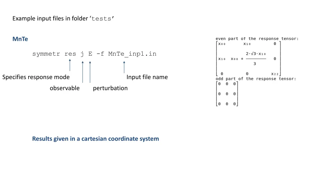 example input files in folder tests