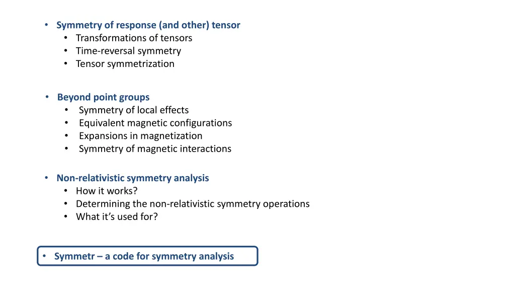 symmetry of response and other tensor